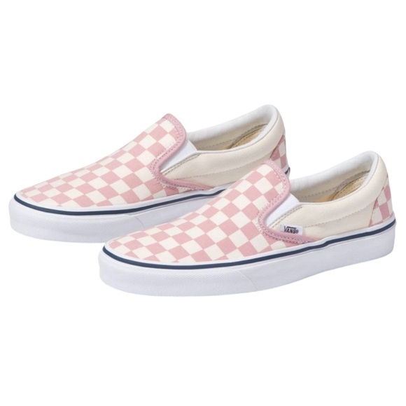 Vans Classic Zephyr Pink and White Checkered Slip-Ons Sneakers Shoes - Picture 1 of 8
